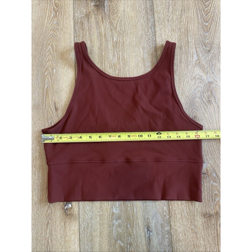 Lululemon Power Pivot Ribbed Tank Top Orange V Neck Cropped Reversible 10 Large